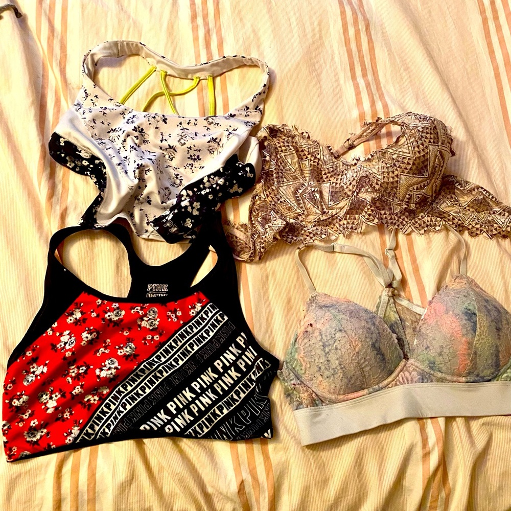 Victorias Secret and PINK Bundle of sports bras and bralettes 32D and M